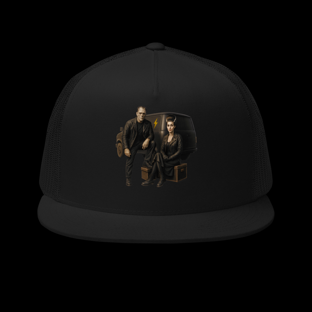 Frankenstein’s Monster & His Bride – Vintage Horror Trucker Hat | Black Snapback Cap